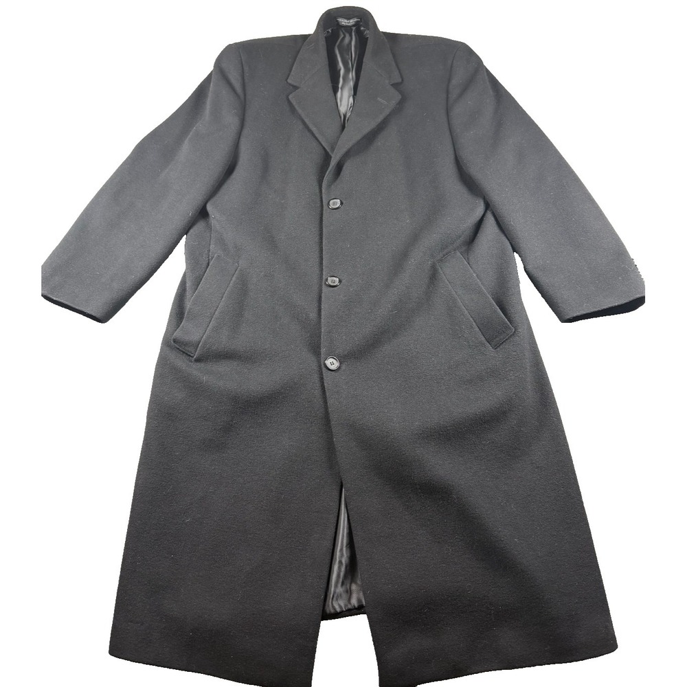 Ralph Lauren Blue Label Cashmere Wool Overcoat Mens‎ Black 46 Italy Fabric